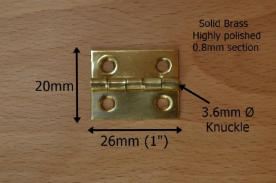 1'' Polished Solid Brass Hinges (pair)